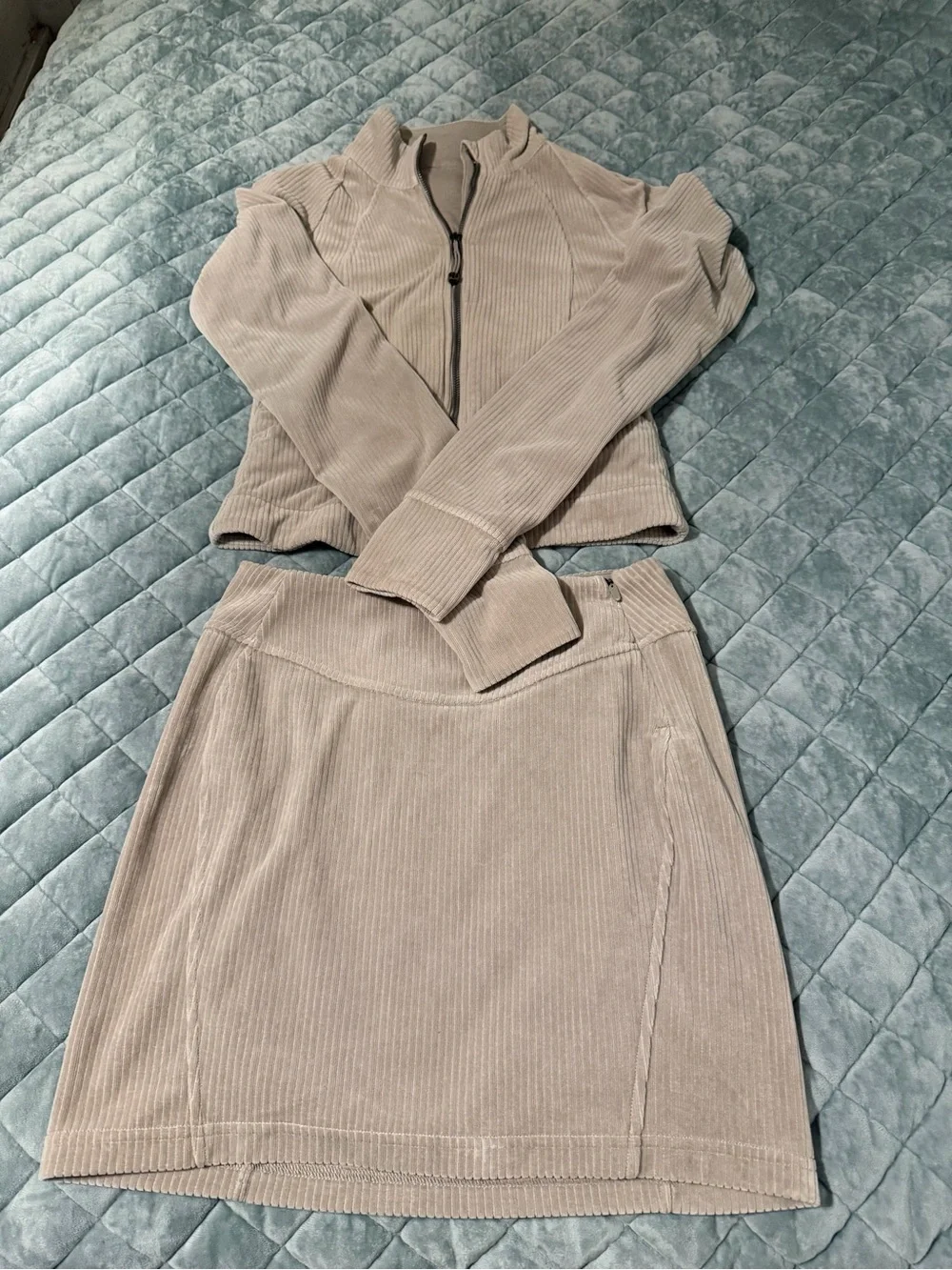 Lululemon Set! Scuba Track Jacket Velvet Cord and Skirt - size 4